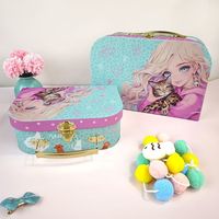 Boîte de rangement personnalisée avec poignée antique et miroir pour jouets et articles de maquillage