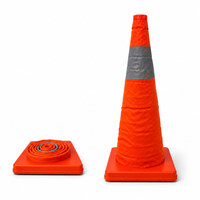 Cône de signalisation flexible et portable, léger et pliable, pour la signalisation routière et la gestion des voies.