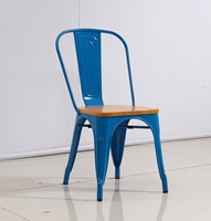 Vente en gros de chaise de salle à manger en métal noir meubles de salle à manger de style industriel rétro chaise de salle à manger en bois massif d'orme chaise de salle à manger en métal