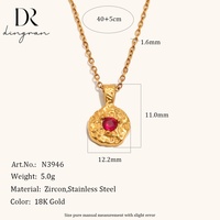 Collier Pendentif Luminaire de Niche Européen et Américain en Acier Inoxydable Plaqué Or 18K avec Pierre de Naissance des 12 Mois Motifée pour Femme