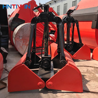 HNTIWIN Grappin hydraulique à quatre cordes en acier inoxydable avec dents de préhension, trous de 3m/5m, capacité de 3m³/5m³, moteur, télécommande sans fil, pour boues et sable