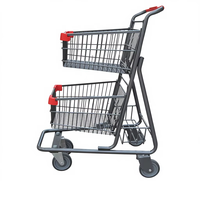 Chariot de magasinage à 2 niveaux Double Decker 100 PCS quantité minimale de commande Chariot de nourriture à 2 couches Chariots et chariots élégants
