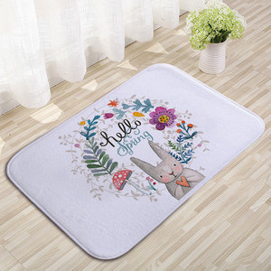 Paillasson rectangulaire en flanelle imprimé lapin de Pâques, tapis antidérapant pour entrée, salle de bain, chambre à coucher - Product Image 3