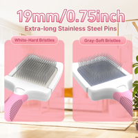 Brosse à poils pour animaux de compagnie professionnelle à double face, extra longue, à poils doux et durs, tête flexible, pour chiens et chats