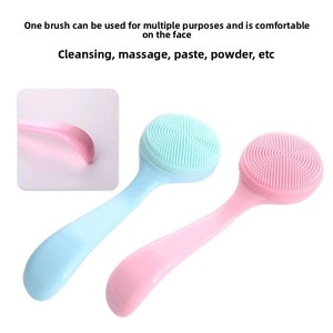 Brosse faciale portable en silicone souple pour le nettoyage et l'élimination des points noirs, outil de beauté confortable à tenir dans la main, noir - Product Image 4