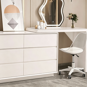 Ensemble de coiffeuse moderne avec miroir éclairé, armoire blanche et chaise, table de maquillage pour chambre à coucher - Product Image 2