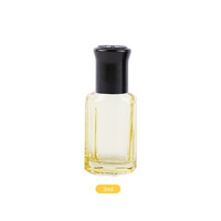 Flacon testeur de parfum de luxe 3 ml 6 ml 12 ml, flacon à bille octogonal en verre transparent style Attar Oud arabe avec bouchon à vis doré