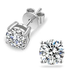 High quality jewelry wholesale VVS1 0.5ct 0.6ct 0.8ct 1.0ct 925 sterling silver diamond men's earrings