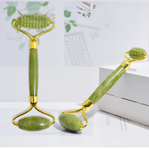 Set de Rodillo Facial y Gua Sha de Cuarzo Rosa y Jade Verde al por Mayor para DIY con Logotipo Personalizado - Product Image 4