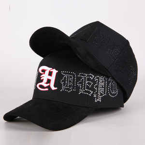 Topi baseball bordir klasik pria, topi bisbol logo berlian imitasi melengkung dengan logo kustom modis kualitas tinggi