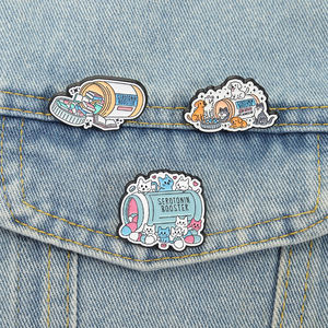 सेरोटोनिन बूस्टर गोली बिल्ली की किताब एनमेल पिन प्यारी आक्रामकता पिल्ला ब्रोच लैपल बैज गहने थोक - Product Image 1