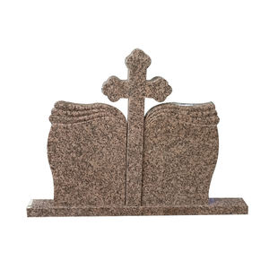 Lápida de Granito Marrón Nuevo de Rumania con Forma de Cruz Celta Ortodoxa para Dos Personas - Product Image 1