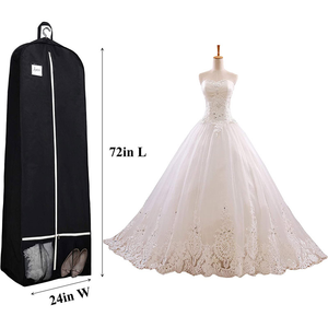 <span class=keywords><strong>Housse</strong></span> de rangement pliable grande capacité pour robe de mariée et robes de soirée, noire, avec soufflets et poches, pour voyage - Product Image 4