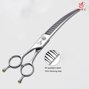 Tijeras de Peluquería <span class=keywords><strong>Canina</strong></span> Curvas de Alta Calidad Fenice con Dientes en Degradado 3D, Tijeras de Belleza para Peluqueros Caninos Zurdos - Product Image 1