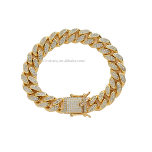 Cadena Cubana de Cobre de 12 mm de Ancho, Cadena Cubana de Cobre Estilo Hip-Hop, Brazalete para Hombre con Circonitas Collar Lijing de Moda Tanjing - Product Image 4