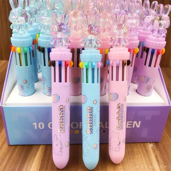 Uxury-bolígrafos de punta de bola con diseño de conejo de cristal, material de papelería para oficina y escuela, 2024
