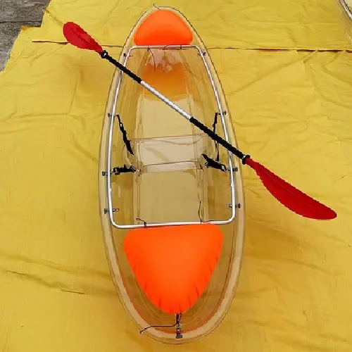 Kayak de agua transparente de plástico para deportes acuáticos al aire libre