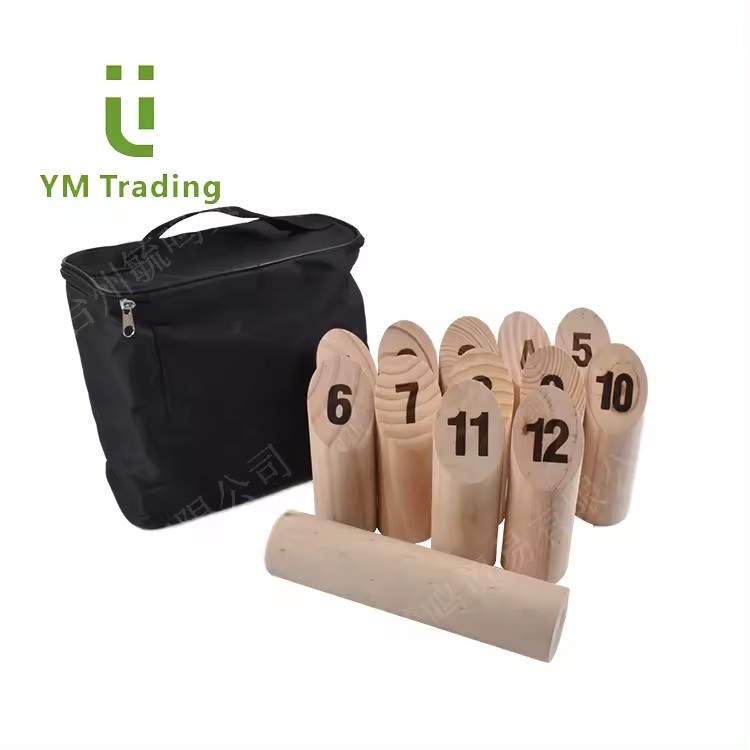 Игровой набор Bevel Kubb на заднем дворе Игровой Набор для игры на открытом воздухе с горячим тиснением цифрами Viking Боулинг черная сумка