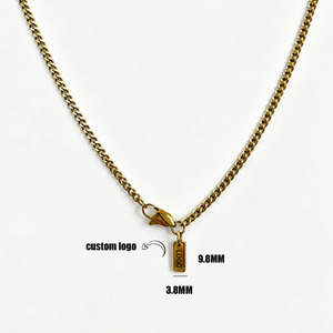 CAIOOCHE Collier Chaîne Curb Cuban Link Hip Hop de Haute Qualité en Acier Inoxydable 316L Plaqué Or Poli Miroir <span class=keywords><strong>pour</strong></span> Hommes et Femmes - Product Image 3
