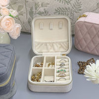 Boîte à bijoux RR en velours pelucheux, fermeture éclair carrée, étui de voyage pour bijoux, organisateur, boîte de rangement miniature portable pour bagues, boucles d'oreilles
