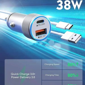 Dual PD Car Charger 20W USB C Fast Charging Aluminum Alloy For Mobile Phones - Product Image 2