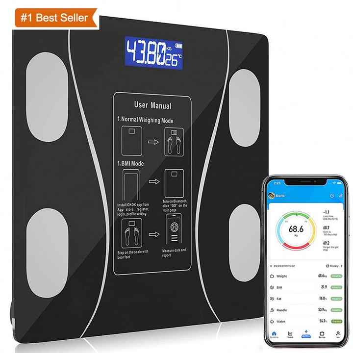Jumon Smart Bluetooth Wireless Electronic Measurement BMI Digitale Waage LCD Display Digital Body Fat Scale