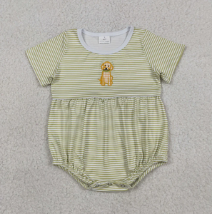 Ensembles de vêtements de chasse assortis pour bébés garçons frères, comprenant un haut brodé chiens et rayures, et des barboteuses de chasse - Product Image 5