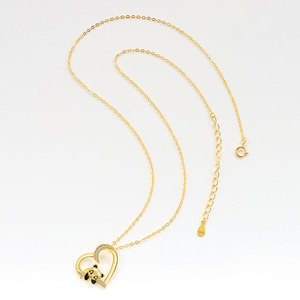 Collana con ciondolo a forma di cuore minimalista con micro inserti di zirconi in argento sterling 925 placcato oro, gioielli carini a forma di cartone animato per donna - Product Image 4