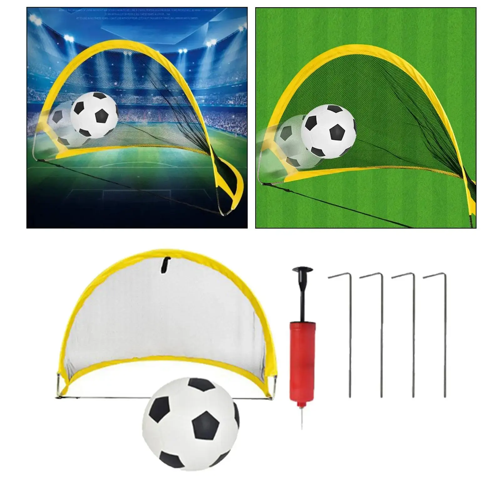 Jaring gawang sepak bola portabel dan dapat dilipat, mainan olahraga dalam dan luar ruangan 75cm dengan sepak bola