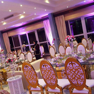 Chaise de mariage ovale en simili cuir blanc doré et acier inoxydable JC-SS31 - Product Image 6