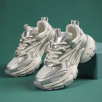 Chaussures de créateur unisexes décontractées de haute qualité avec logo personnalisé, style marche, respirantes, plateforme épaisse argentée, pour hommes