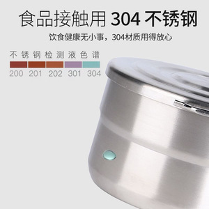 Pot à déjeuner d'extérieur en acier inoxydable 304, 16 cm, rond, ensemble de cuisson portable, poignée pliable, ustensiles de pique-nique - Product Image 5