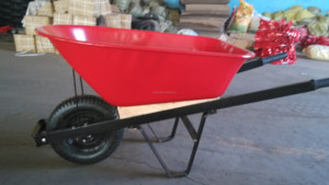 Carretilla de Metal de una sola rueda de 110L con carro de mano de madera Carretilla de tolva de plástico duradero para sitios de construcción Carretilla de jardín - Product Image 5