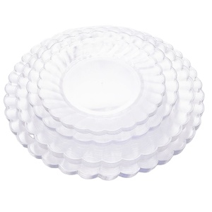 Party Plastic Plate Ps Clear Disposable Plastic Round Dish Plate Clear Lace Rim Dish For Lunch And Party