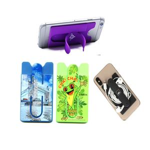 Porte-cartes adhésif en silicone pliable personnalisé pour téléphone portable, avec logo, vente en gros - Product Image 1