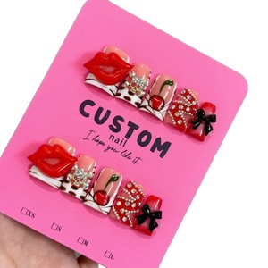 Nuevo Diseño, <span class=keywords><strong>Uñas</strong></span> Acrílicas Hechas a Mano con Forma de Pato, 10 Piezas, <span class=keywords><strong>Uñas</strong></span> Postizas Reutilizables, Diseño Cuadrado, Modelo para Dedos - Product Image 2