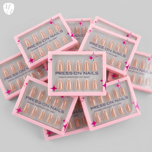 <span class=keywords><strong>Uñas</strong></span> Artificiales de Alta Calidad, 30 Piezas, Estilo Francés, Forma Almendrada Corta, Perladas, <span class=keywords><strong>Uñas</strong></span> Postizas con Empaque Personalizado de Marca - Product Image 2