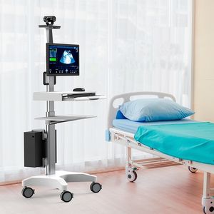 Chiều cao có thể điều chỉnh bệnh viện máy tính di động giỏ hàng Màn hình y tế giỏ hàng telemedicine thiết bị đầu cuối - Product Image 2