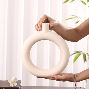 Jarrón de Cerámica Mystic Arts, Color Crema Irregular, Decoración para el Hogar, Arreglo Floral, Adorno Artesanal para Sala de Estar - Product Image 5