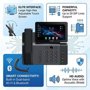 Téléphone IP intelligent Wi-Fi 6 V66 avec écran tactile HD 7 pouces, antibactérien 5.4, 116 touches DSS, téléphone de bureau vidéo SIP pour le bureau - Product Image 2