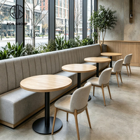 Ensemble de table ronde en bois et chaises en tissu Ron Group Commercial Cafe, sièges rembourrés confortables, mobilier de restaurant