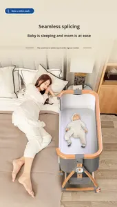 Cuna Multifuncional para Bebé con Altura Ajustable, Plegable, para Recién Nacidos, con Ruedas y <span class=keywords><strong>Mosquitera</strong></span> - Product Image 2