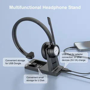 Großhandel New Bee DSP Ai Geräusch unterdrückung Bluetooth Head phone Call Center Drahtloses Headset mit Ladest änder