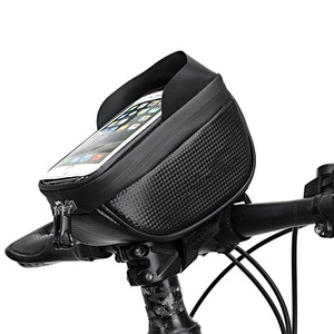 Bicycle Handlebar Bag 1.5L Waterproof With Phone Pocket Universal Fit Casual Style <b>Adjustable</b> <b>Strap</b> Zipper Closure - Product Image 1