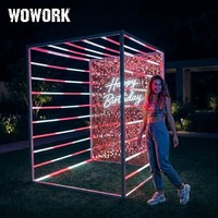 WOWORK Cabine Photo Néon Métallique RVB Tunnel Lumineux avec Bluetooth pour Mariage, Fête, Décoration d'Événements - Vente en Gros