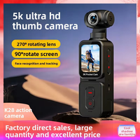 Caméra corporelle K28 5K avec microphone, 5K/15FPS, 4K/60FPS, 270° °   Objectif rotatif avec stabilisation EIS, support de microphone externe, clip/sangle