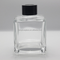 Premium Square Super Flint Clear 5oz 150ml 15cl Bouteille de diffuseur de roseau en verre pour liquide de parfum d'aromathérapie avec bouchons en plastique