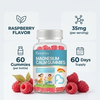 Gummies Antioxydants au Magnésium pour Enfants Saveur Framboise 35 mg par Portion 60 Gummies Sans Gluten Sans OGM Végétaliens