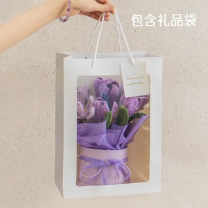 Ramo de Tulipanes Personalizado en Cubo, Regalo para Mejor Amiga, Cumpleaños, Día de la Madre, Flores Hechas a Mano, Ramo de Flores Tejidas - Product Image 3
