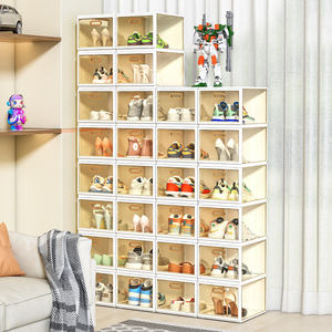 Scatola per Scarpe <span class=keywords><strong>in</strong></span> Acrilico <span class=keywords><strong>Trasparente</strong></span> Impilabile Personalizzata con Apertura Magnetica Laterale Organizzatore Pieghevole Portatile - Product Image 6